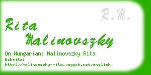 rita malinovszky business card